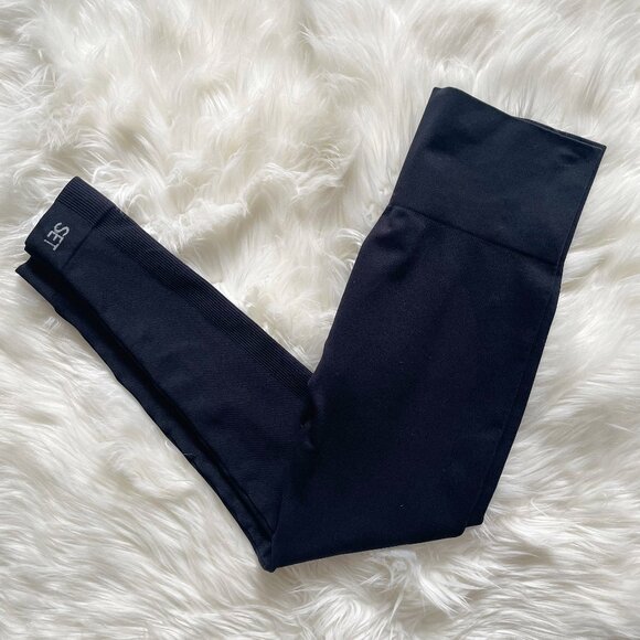 SET Active Black Onyx Sculpt Flex Power Compression Seamless High Waist Leggings - Picture 2 of 7